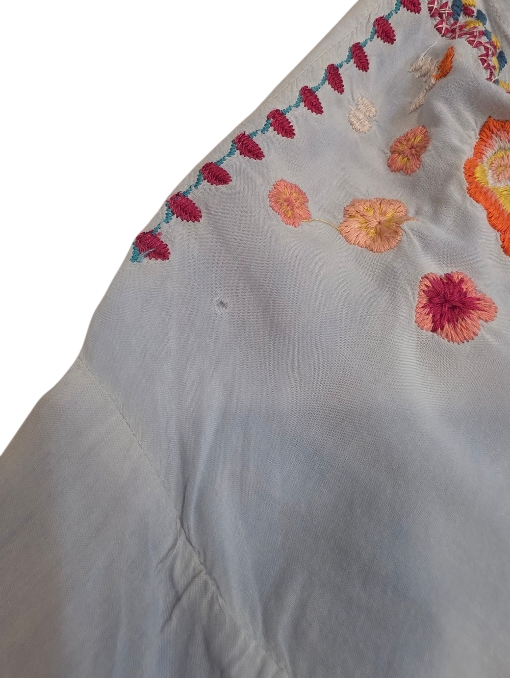 Blue Rain Light Blue Embroidered Open Kimono/Duster Size Small - Picture 9 of 11